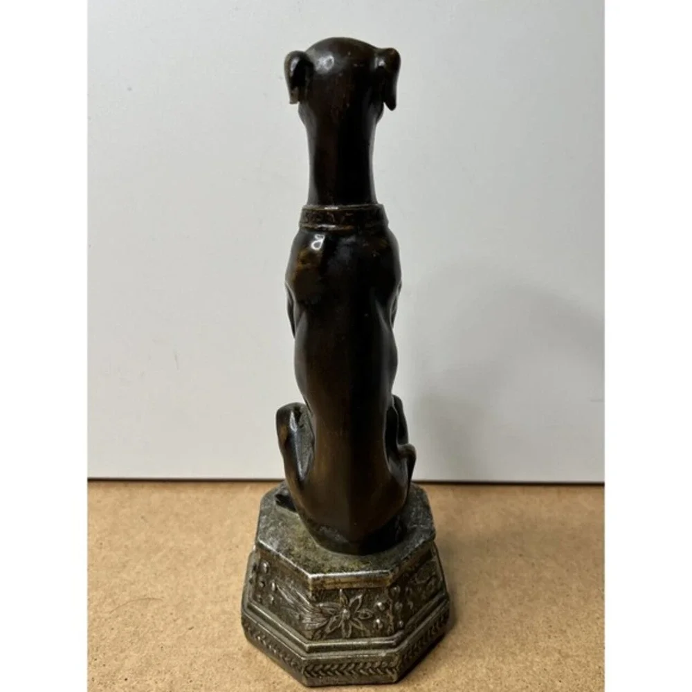 Vintage Bronze Metal‎ Greyhound Whippet Dog Statue Seated Art Deco Saluki Figure - Picture 13 of 14